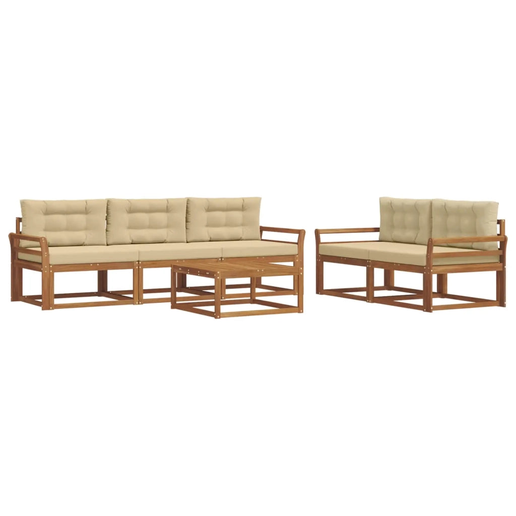 Set di divani da esterno con cuscino 6 pcs Naturale e Beige