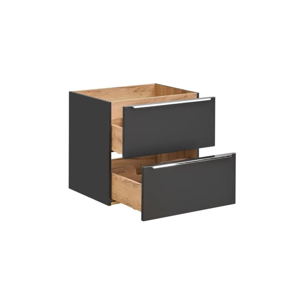 Mobile sottolavabo NALYA 60 cm – Grigio antracite e rovere chiaro – Design moderno