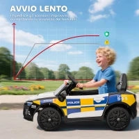 Macchina Elettrica per Bambini della Polizia con Telecomando, Clacson e Musica Integrata, 96x60x45 cm