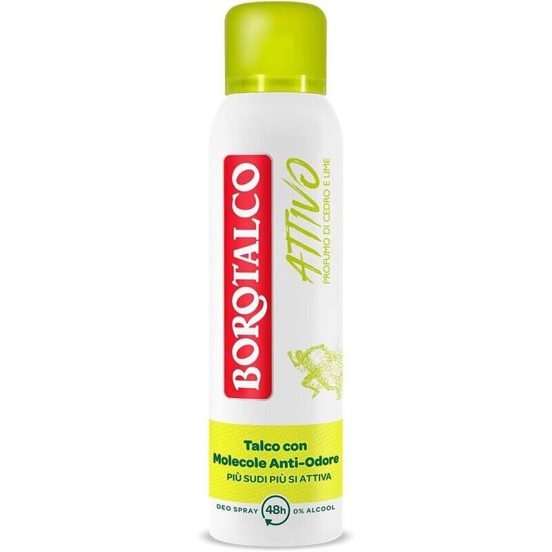 BOROTALCO SET 4 DEODORANTI SPRAY INVISIBILE GIALLO NO ALCOOL CON TALCO MOLECOLE ANTI ODORE 150 ML NEW ATTIVO
