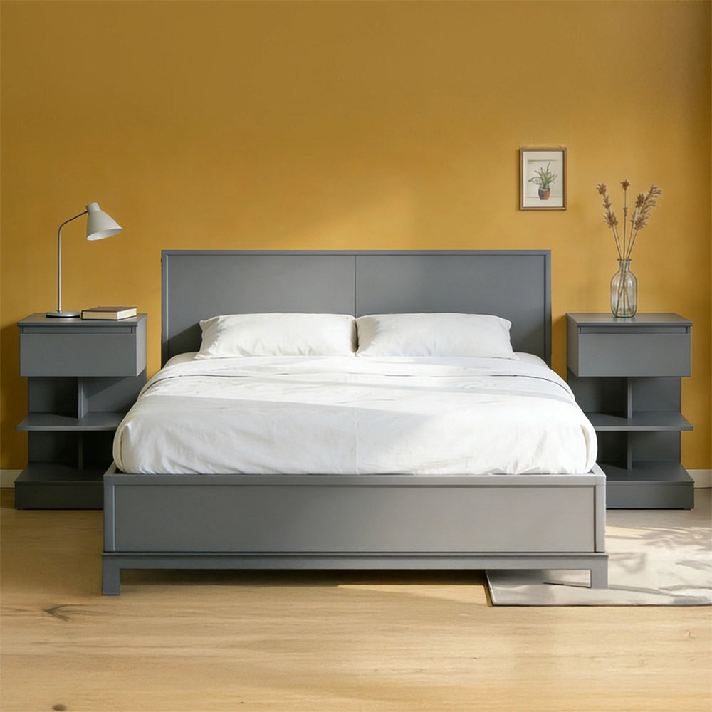 SoBuy FBT49-HGx2, Set di 2 Comodino Camera da Letto - Comodino con 1 Cassetto e 2 Ripiani, Tavolino Salotto - Moderna Cassettiera L39 x P39 x A65 cm Grigio