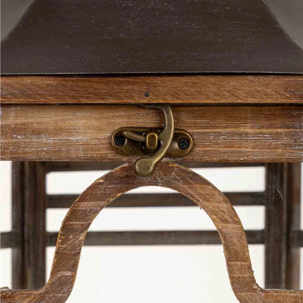 Lanterna in legno marrone 40,5x34,5x72,5h cm