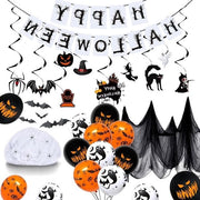 Decorazione di Halloween - Bunting di palloncini riutilizzabili a forma di spinone per Halloween, bandiera di gonfiaggio, banner di zucca, pipistrelli, fantasmi, ragni, decorazione di festa, fortuna per interni, casa, porta, muro, finestra.