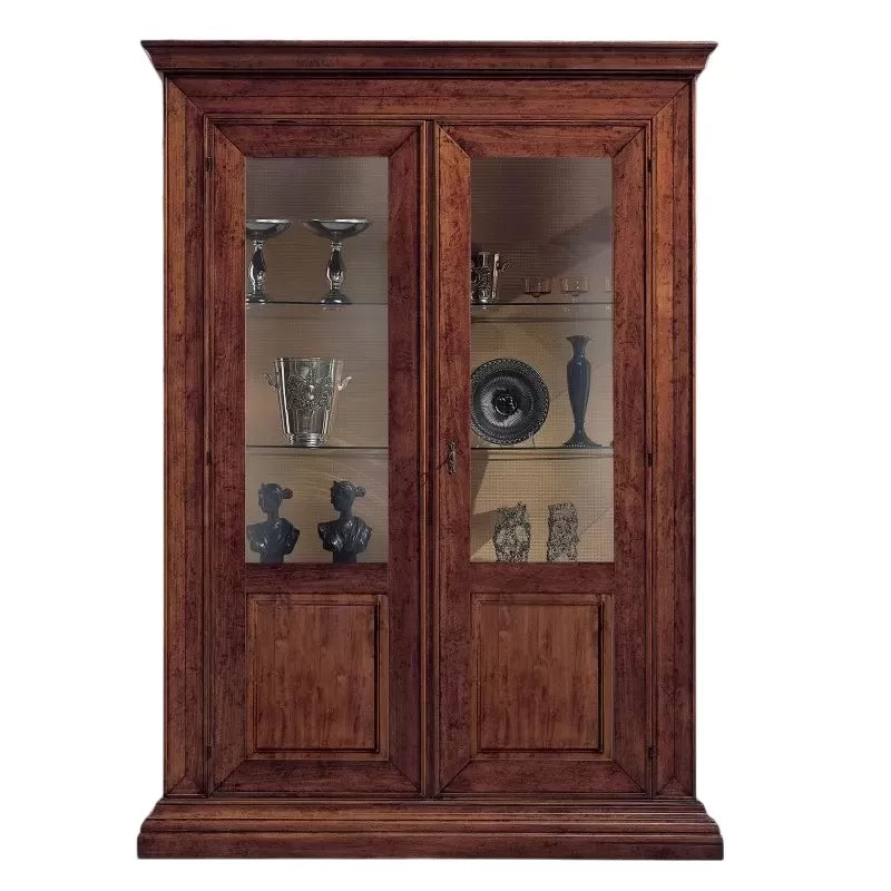 Vetrina classica 2 porte legno noce bassano 154x50x214 - Mobili 2G