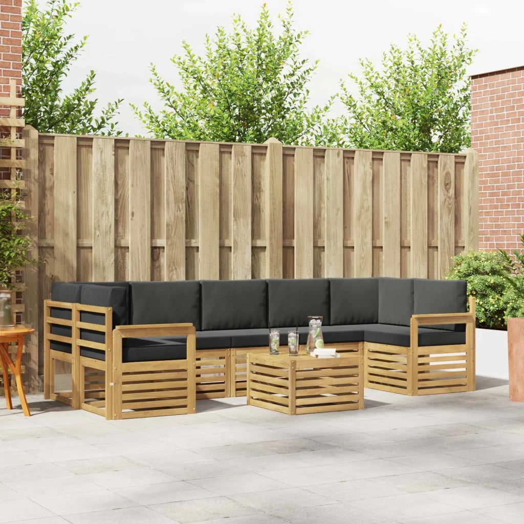 Set di divani da esterno 8 pcs Bianco e Antracite Poliestere