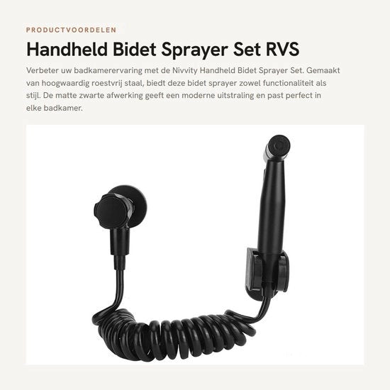 Kit di spruzzo per il bagno manuale - Set di spruzzo per il bagno - Spruzzo per il bagno in acciaio inossidabile - Igiene e sostenibilità - Nero - Bidet per il bagno - Facile da installare - Adatto per...