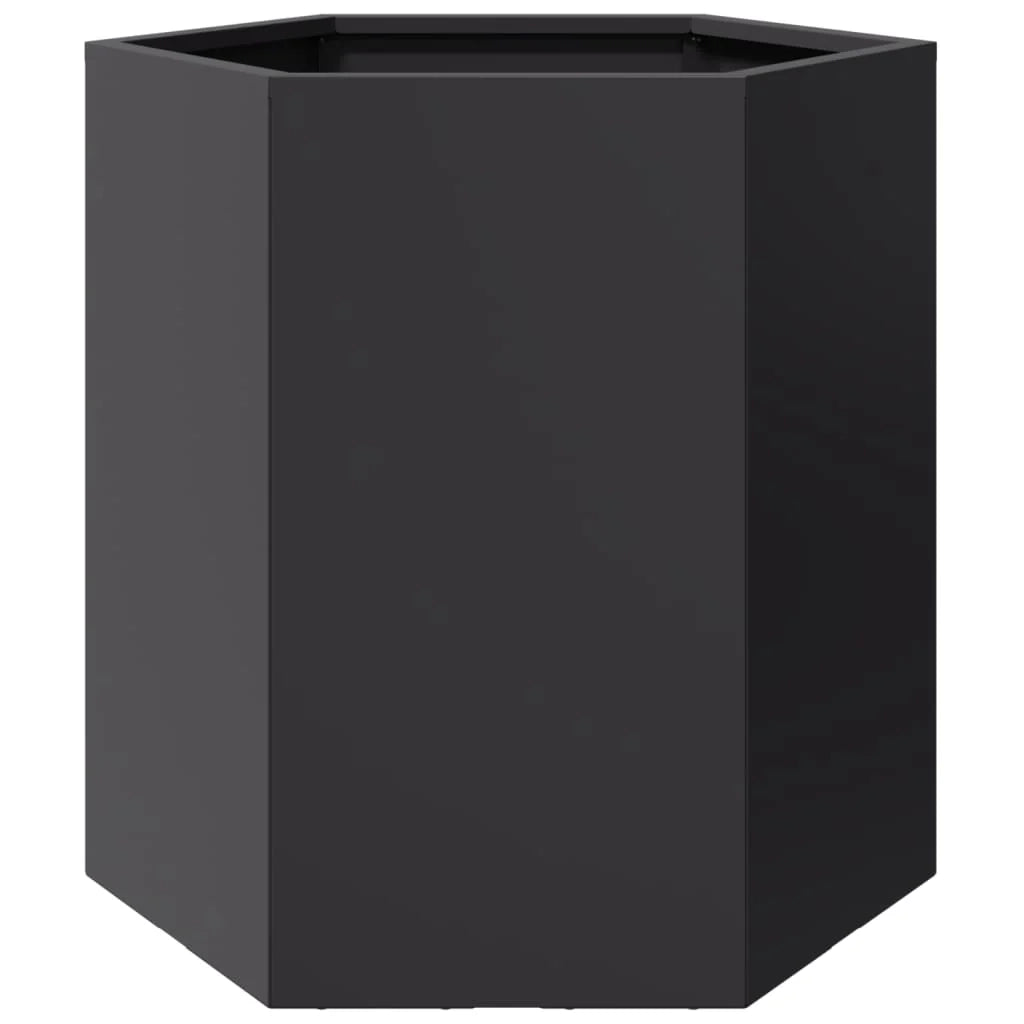 Fioriera esagonale per aiuole rialzate piante fiori terrazza giardino 46 ​​x 40 x 45 cm acciaio nero 02_0038644