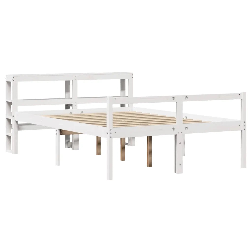 Letto Anziani con Testiera Bianco 120x200cm Legno Massello Pino 3305864