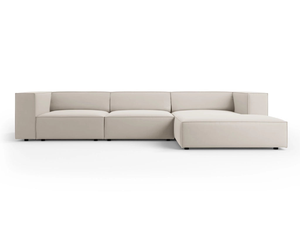 Cosmopolitan Design - Divano angolare destro "Arendal" 4 posti in velluto ecru 