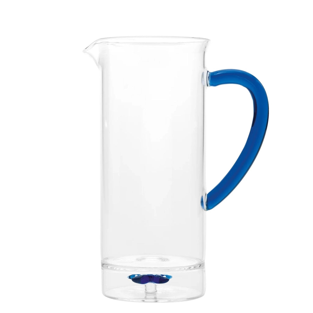 Zafferano Caraffa alta Teca Mare in vetro borosilicato soffiato a mano, decoro Stella marina, design elegante per bevande e tavola, alta resistenza