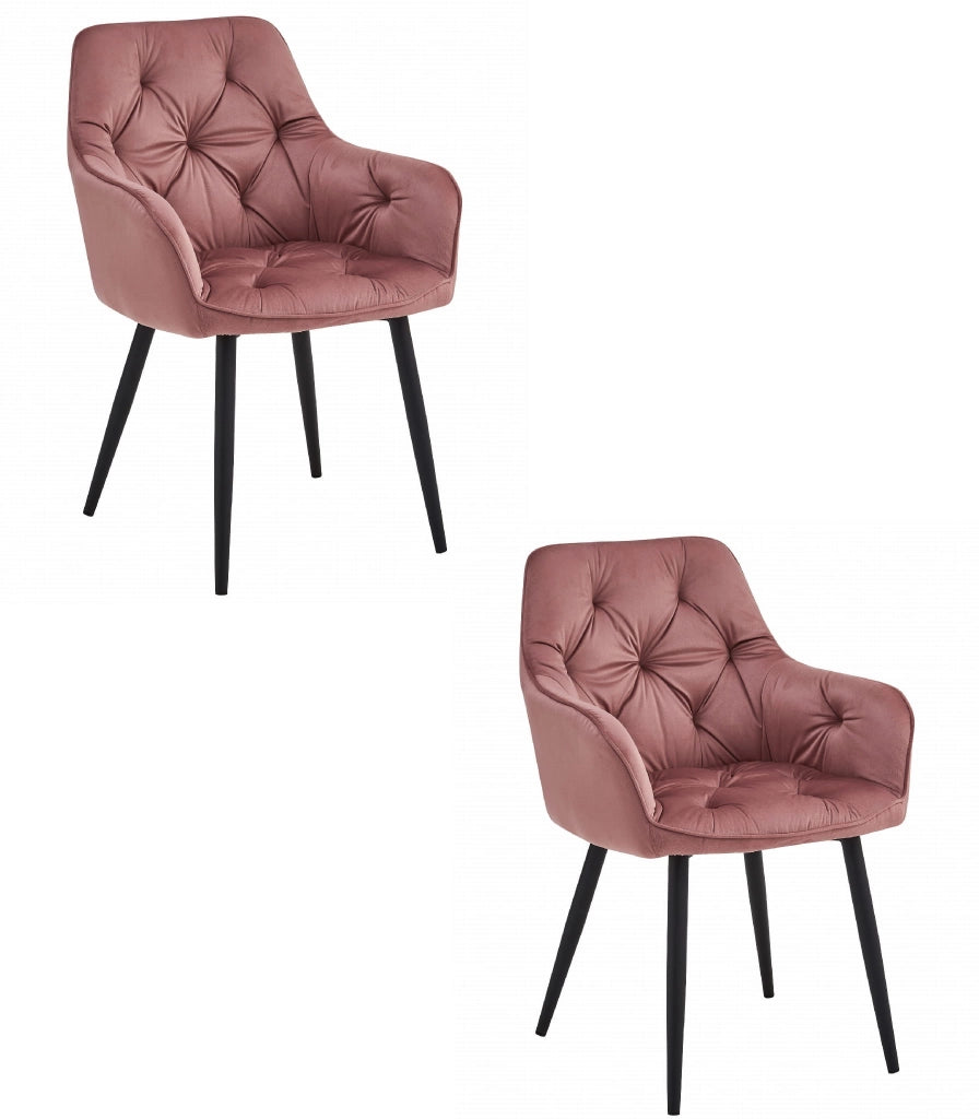 Sedia VALORA LUKK - Elegante velluto rosa per soggiorno, cucina, sala da pranzo x 2