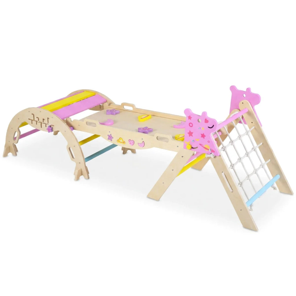 Set da arrampicata a triangolo pieghevole 57 x 53 x 58 cm Design moderno sicuro e ispirato al metodo Montessori in legno di faggio naturale 20_0017695