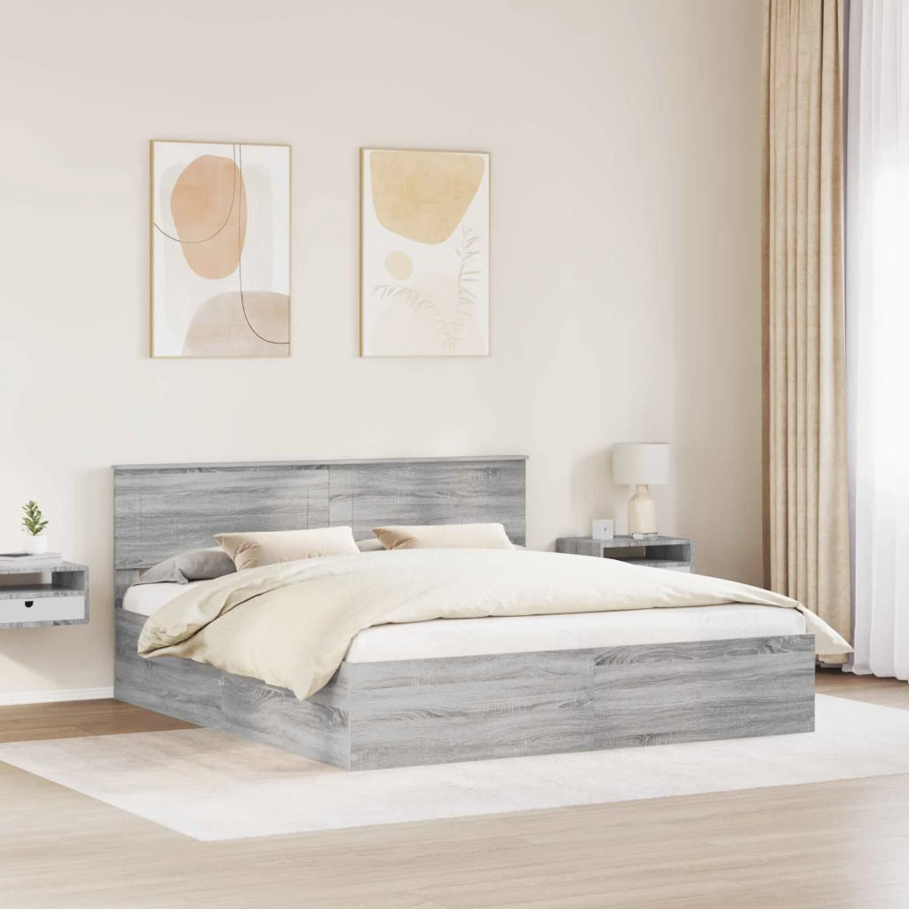 Struttura del letto con testiera Grigio Sonoma 200 x 200 cm