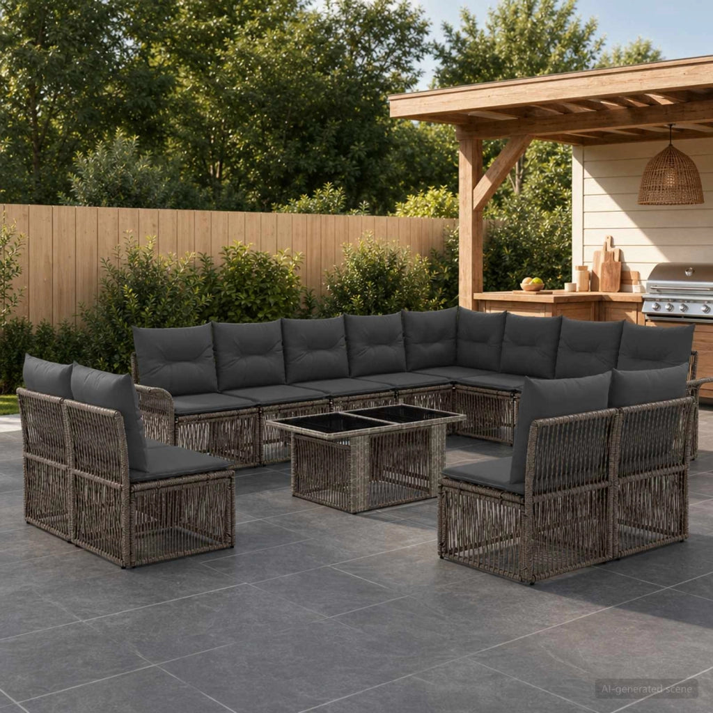 Set Divano da Giardino 13 pz Grigio e Grigio Scuro polyrattan 3436712
