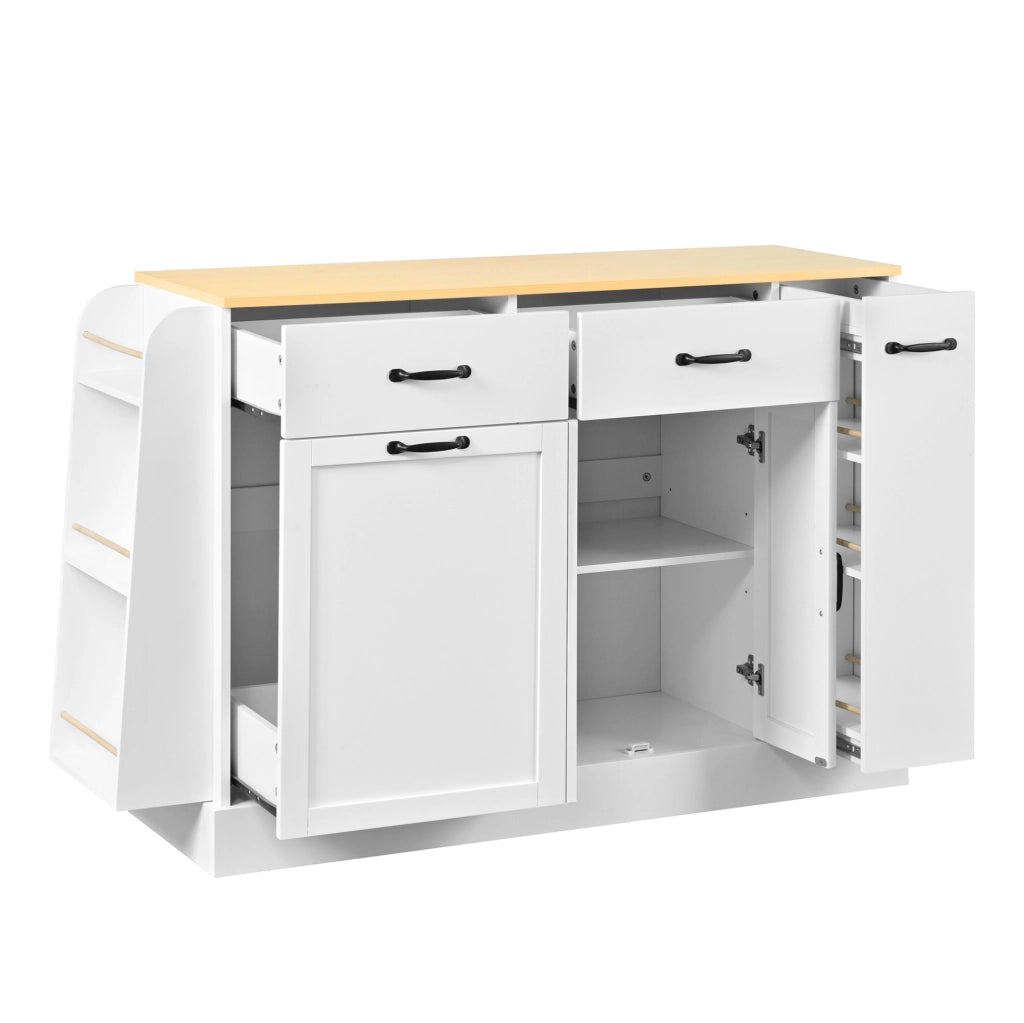 Credenza bianca e naturale in MDF con ante; cassetto e ripiani regolabili