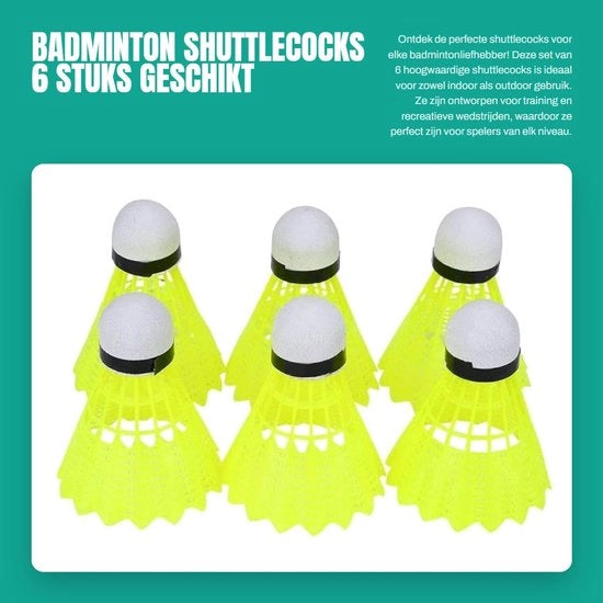 Impenni da Badminton 6 pezzi - Nylon - Impenni stabili - Allenamento all'aperto - Multisport - Migliora precisione
