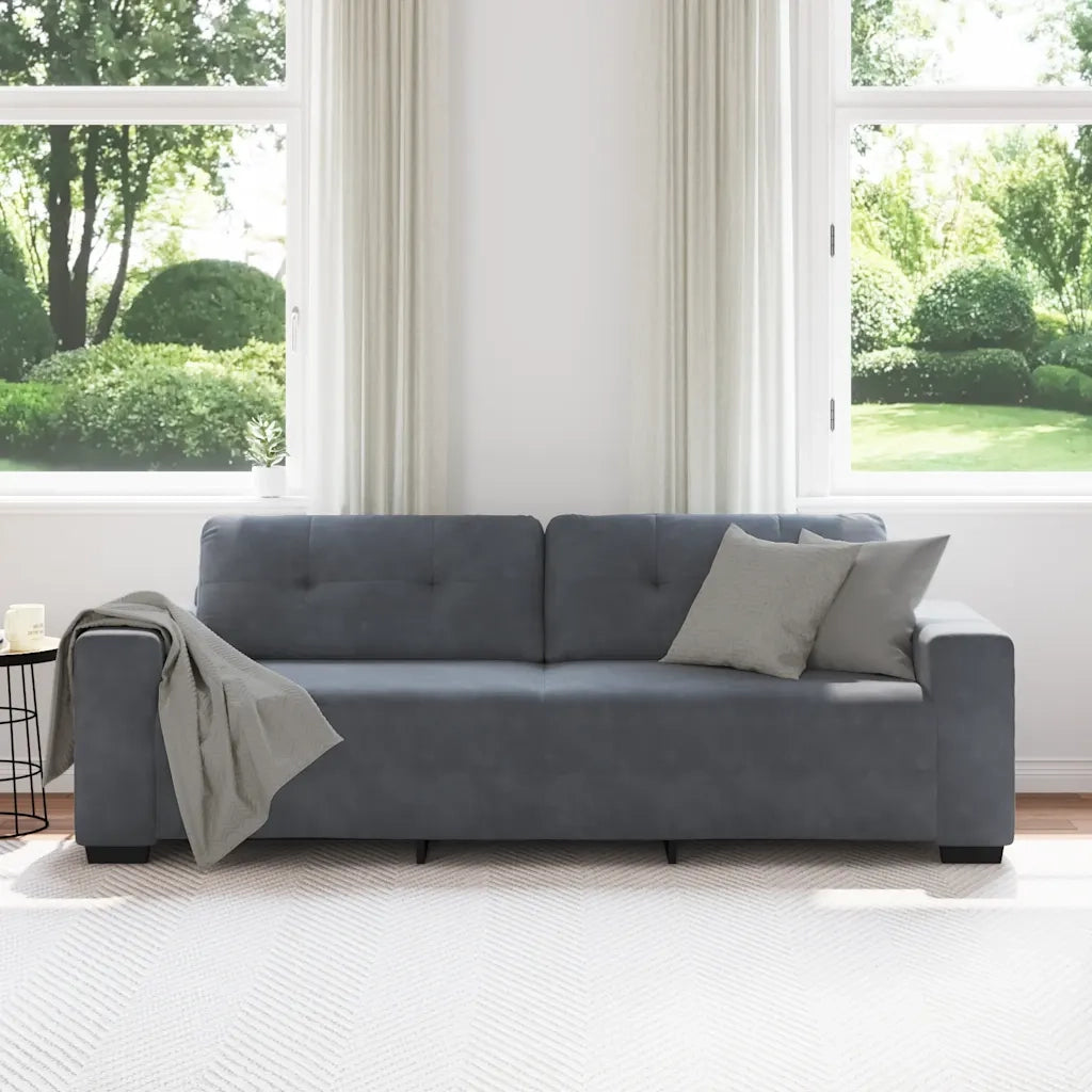 Divano a 3 posti Grigio Scuro 220x78x80 cm in Velluto 4105135