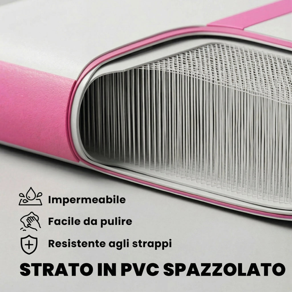 Tappetino Gonfiabile Ginnastica 205x102x10 cm con Pompa Elettrica e Borsa Trasporto in PVC Rosa