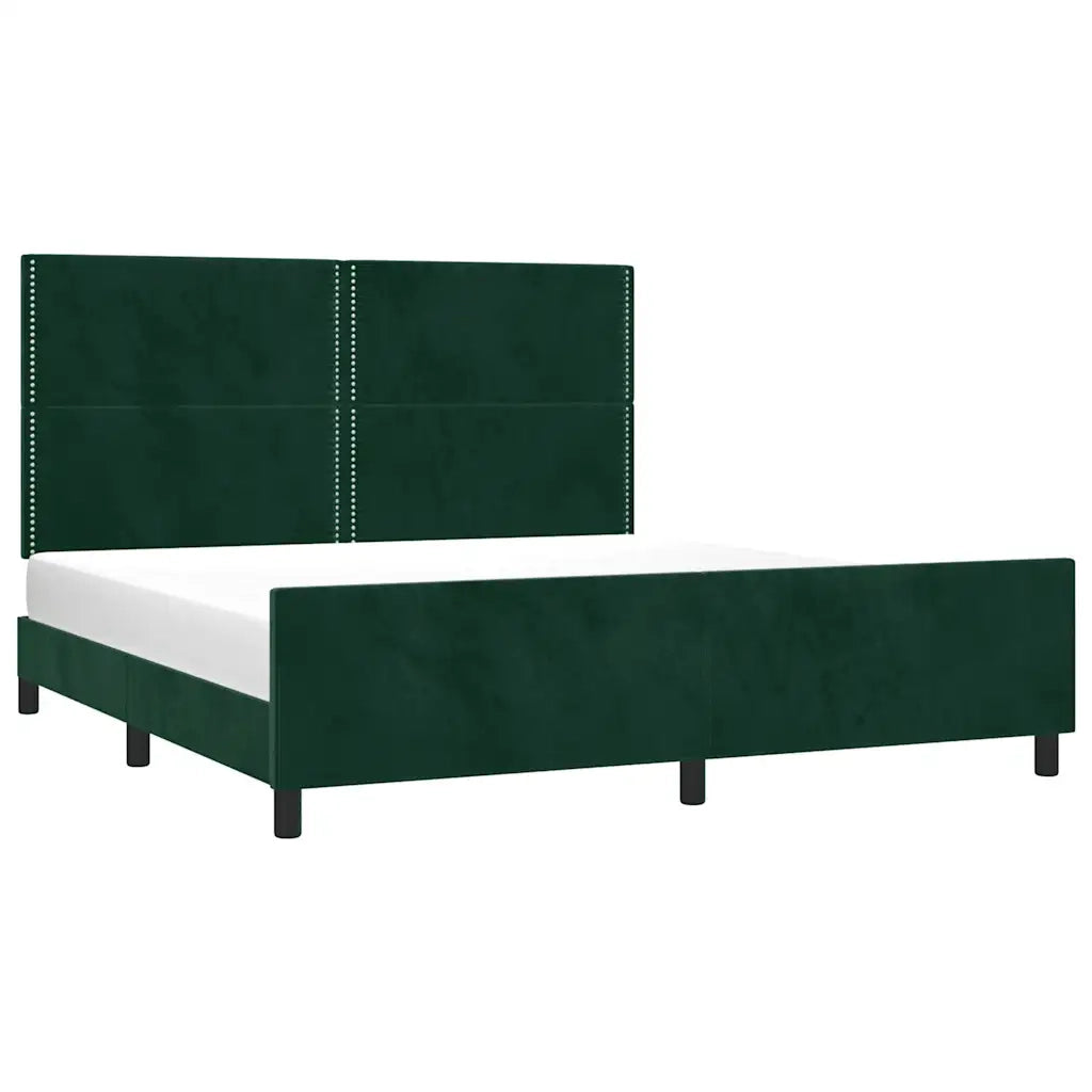Giroletto senza Materasso Verde Scuro 200x200 cm in Velluto