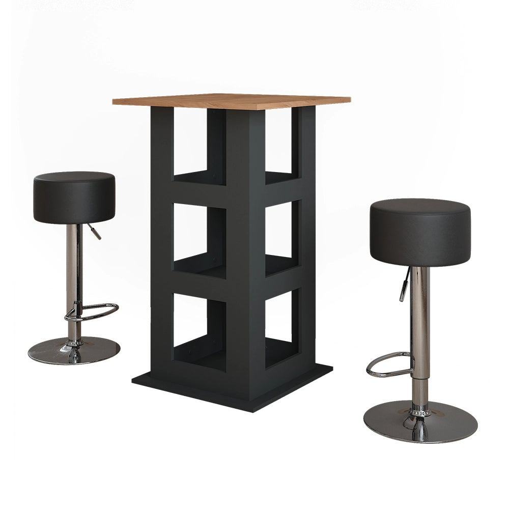 Vicco tavolo bar con sgabelli Quercia dorata/antracite 65 x 65 cm con 2 sgabelli da bar