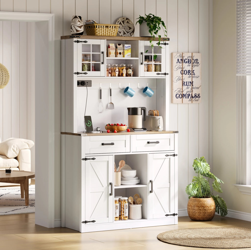 Credenza bar con LED regolabili e stazione di ricarica 100x40x172 cm; marrone e bianco