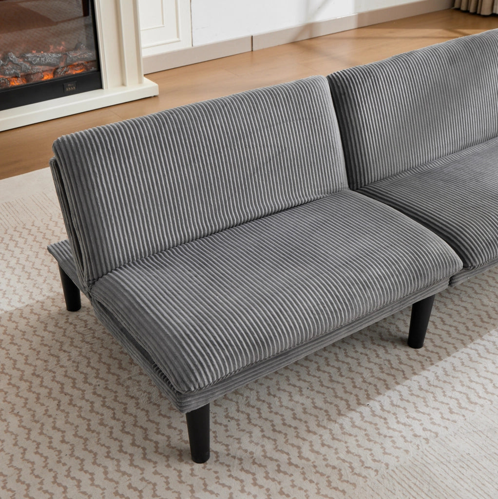 Divano letto 2 posti 167x84x67 cm grigio， velluto a coste， salvaspazio