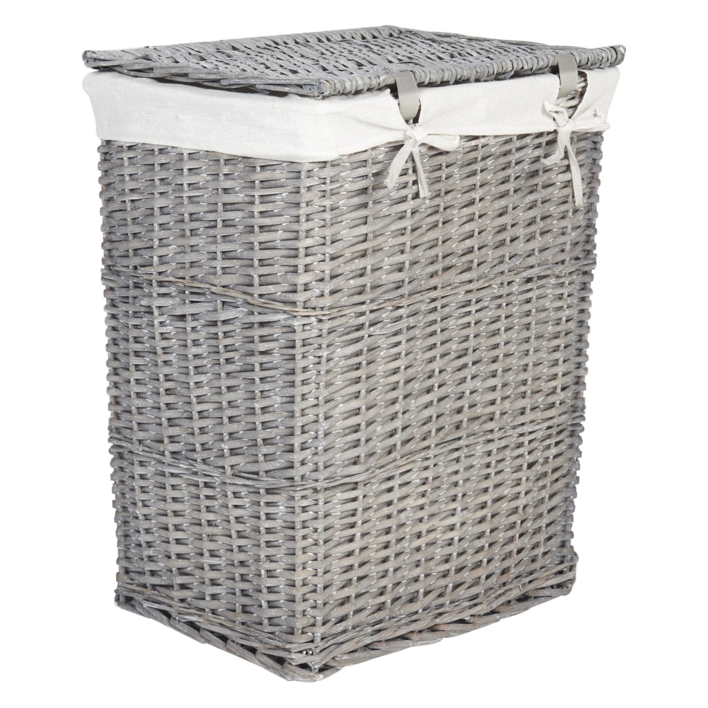Cestino portaoggetti in bambù bianco con coperchio Cestino per biancheria Accessori pratici lavanderia bucato