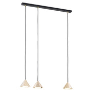 Lampada a sospensione ELIT con tre diffusori conici in oro