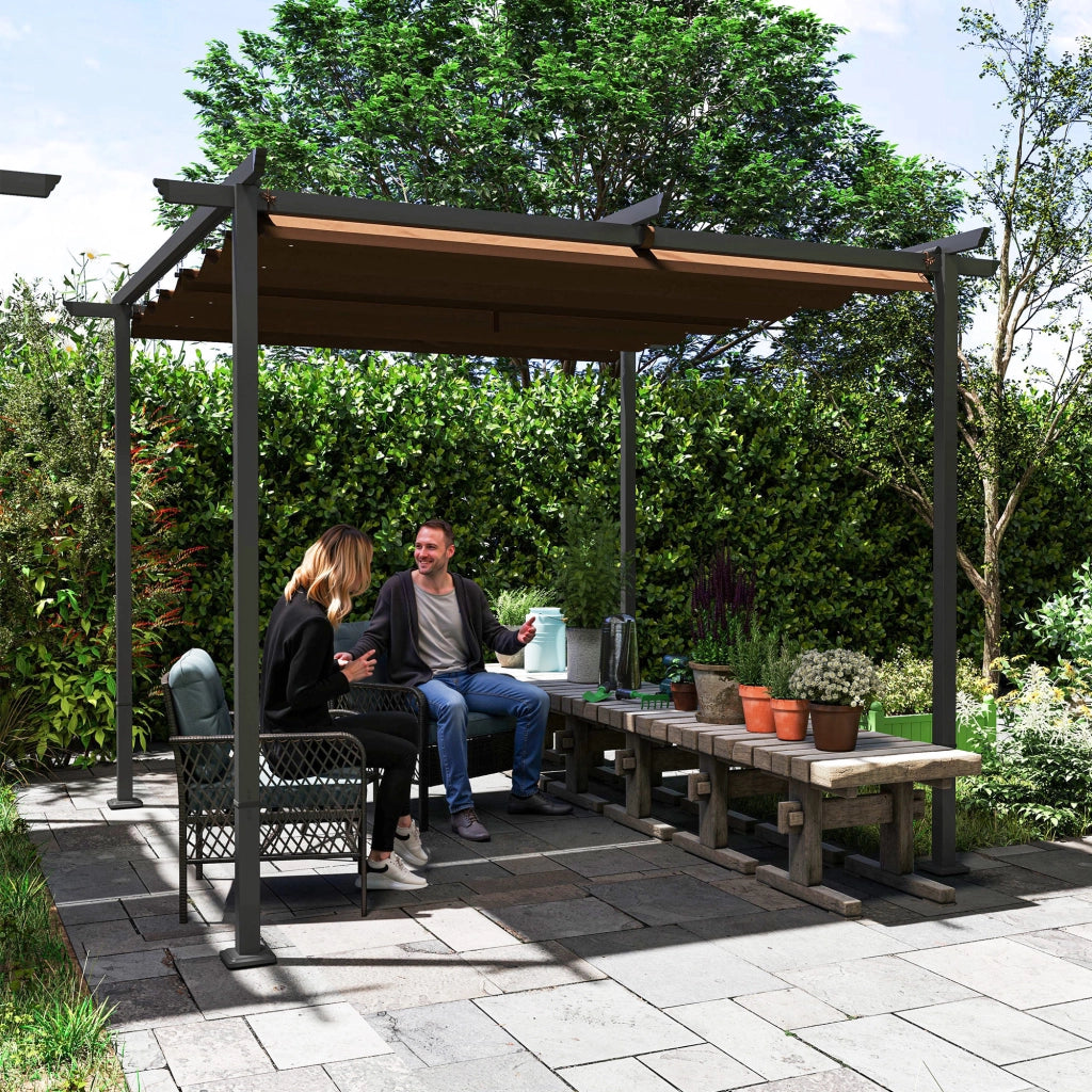 Pergola giardino esterno 3x3 m ¨C zephmum ¨C marrone