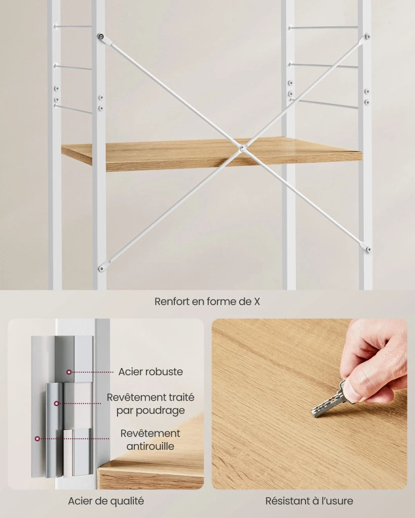 Scaffale da cucina carrello da portata ripiano a 3 ripiani per microonde mini forno tostapane struttura in metallo con 6 ganci stile industriale marrone 12_0005676