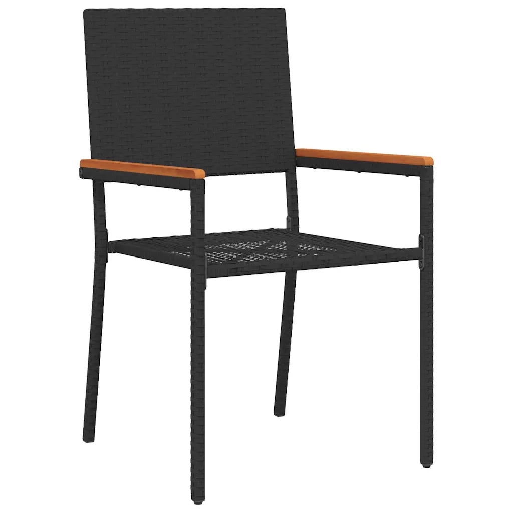 Set da Pranzo per Giardino 3 pcs Nero polyrattan