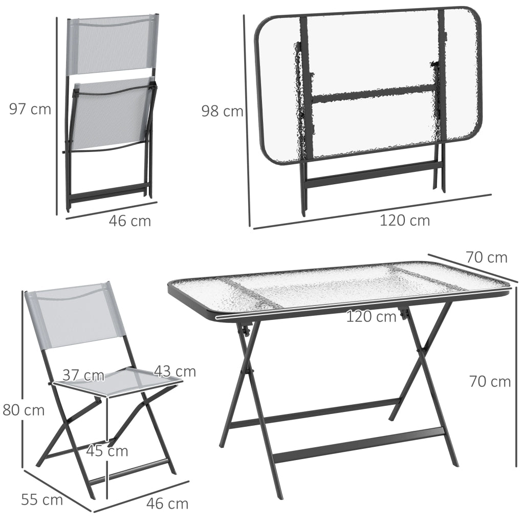 Set tavolo e sedie da giardino 5 pezzi ¨C zephmum ¨C pieghevole, tessilene, grigio