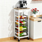 Carrello di servizio con 4 cestini e cassetto ¨C zephmum ¨C metallo e legno di pino bianco 37x37x82 cm