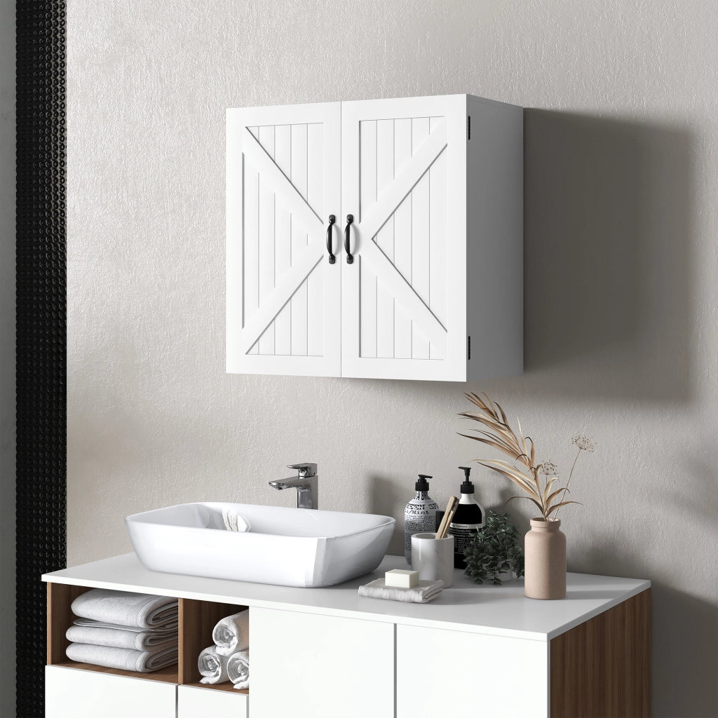 Mobiletto Pensile Bagno in Legno con Ripiano Regolabile ¨C zephmum ¨C Bianco 60x30x60