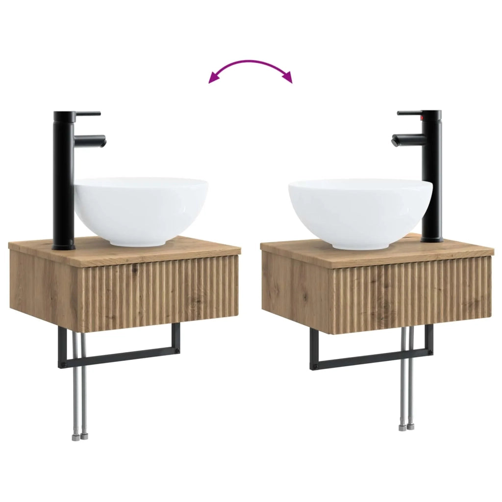 Set di mobili per il bagno 5 pz Rovere Artigianale 3405972