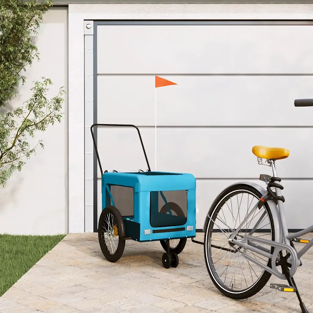 Rimorchio da Bici per Animali Blu e Nero Oxford e Ferro CFW3635562
