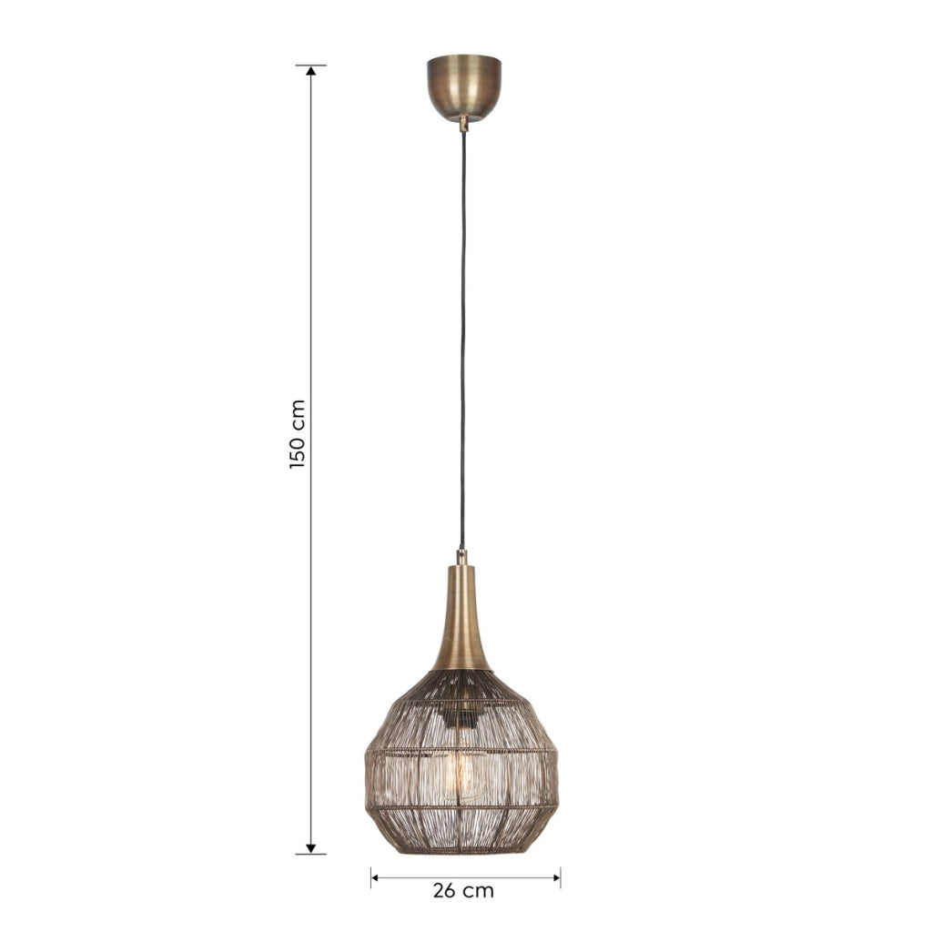 Lampada a sospensione Soraya industriale Ø26 ottone E27
