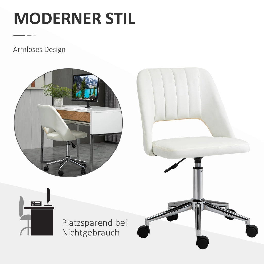 Sedia da ufficio girevole regolabile in altezza ergonomica con seduta imbottita e rotazione 360 gradi in poliestere beige