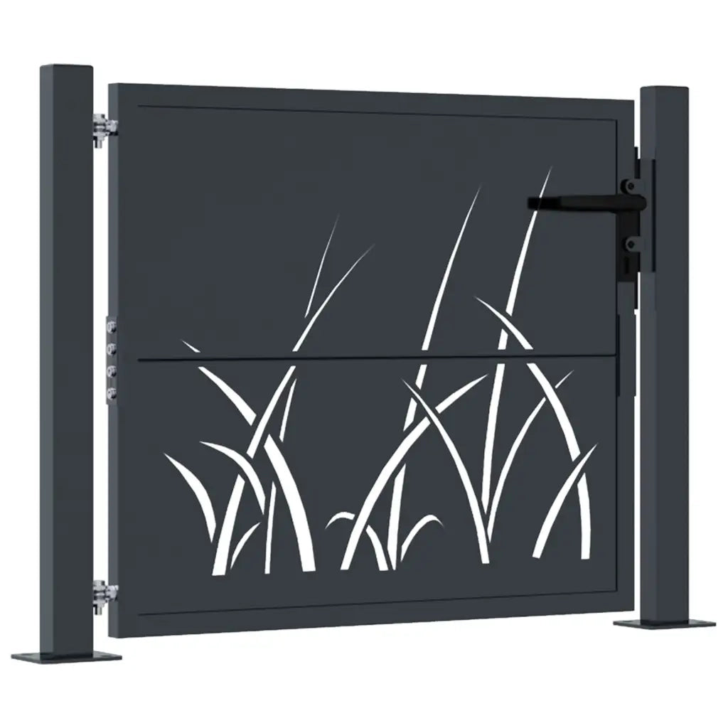 Cancello da giardino antracite 100x100 cm in acciaio design erba CFW2211140