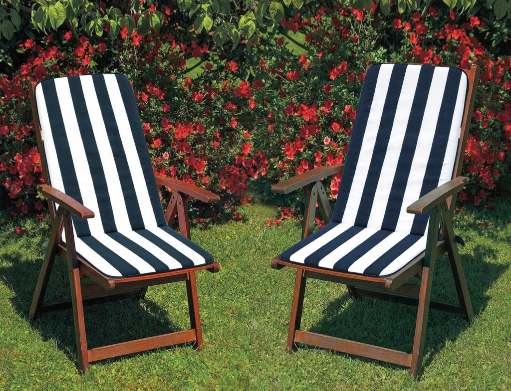 Cuscino Copri Sedia Universale Morbido A Righe Tessuto Cotone Esterno Giardino Blu