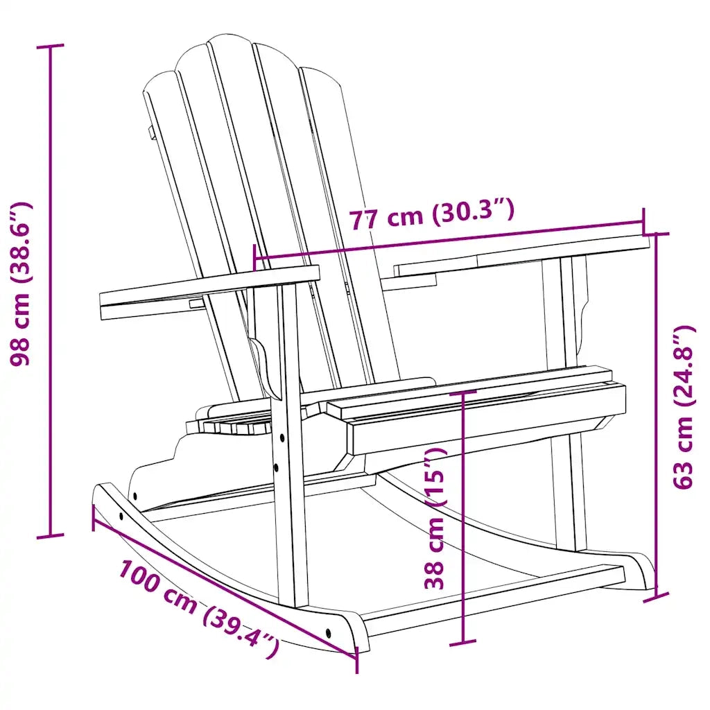 Sedia Dondolo Adirondack da Giardino in Legno Massello Teak 4008082
