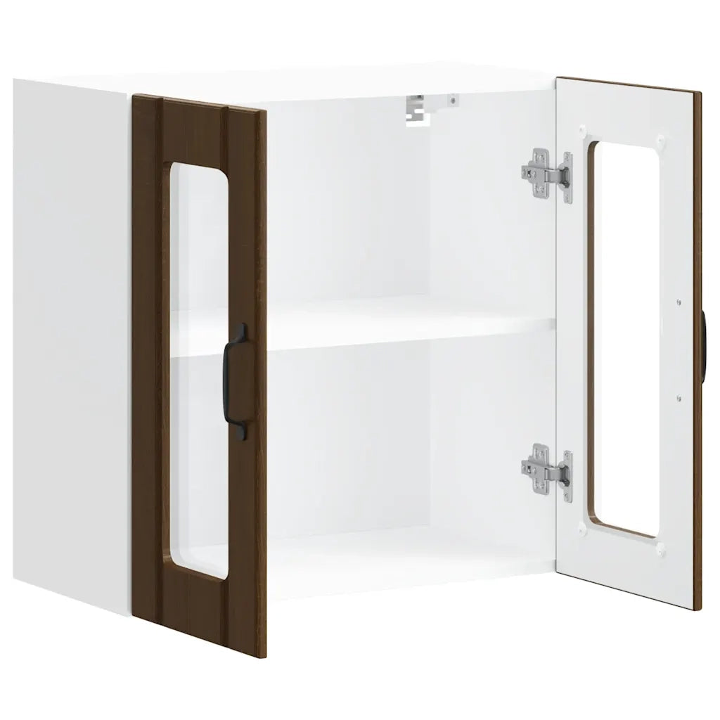 Pensile da Cucina | Mobile da Cucina con Porta in Vetro Lucca Rovere Marrone