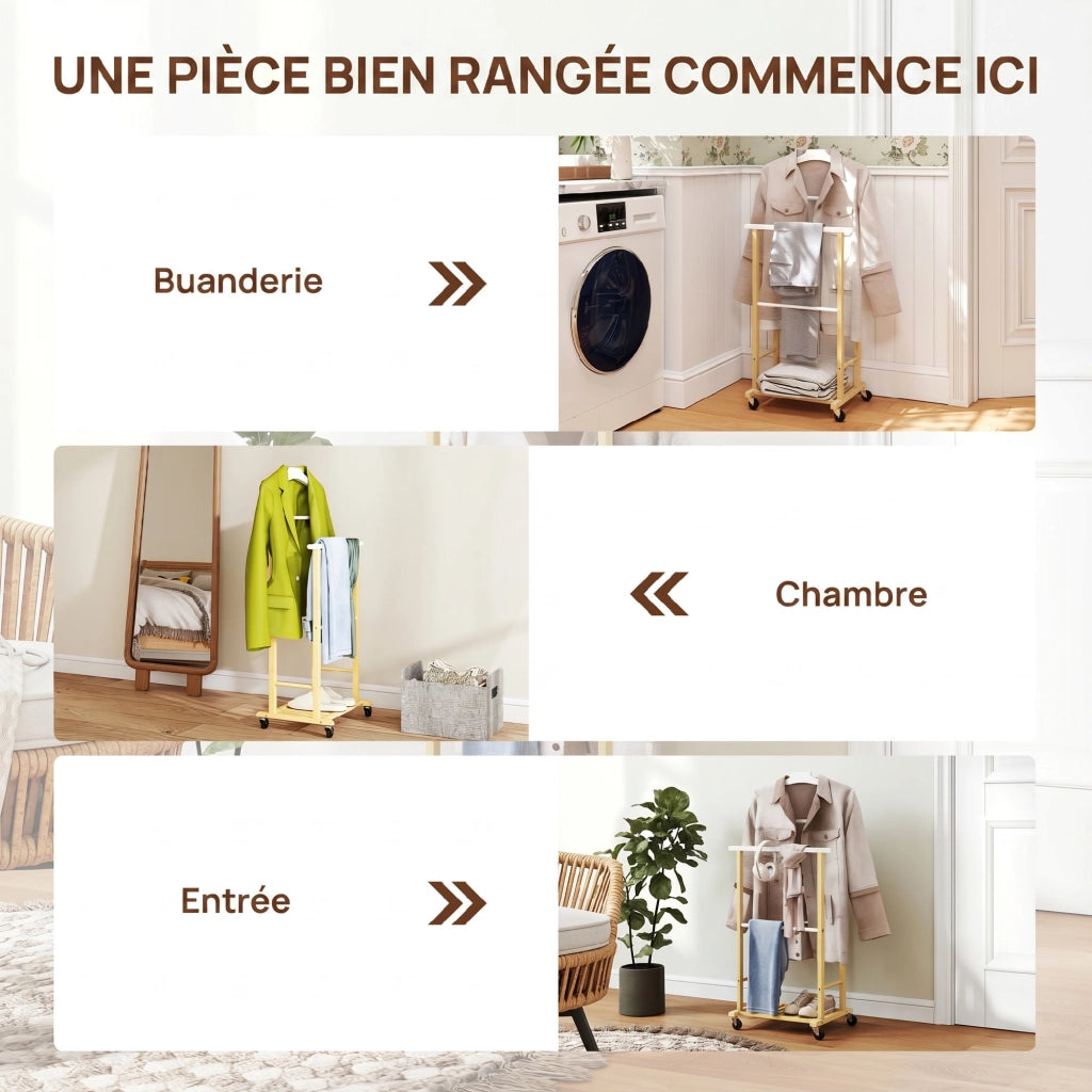 Appendiabiti con ruote in bamb¨´ ¨C zephmum ¨C naturale