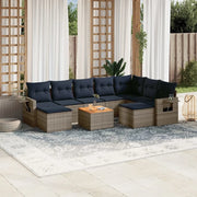 Set Divani da Giardino 10 pz con Cuscini Grigio in Polyrattan 3224850