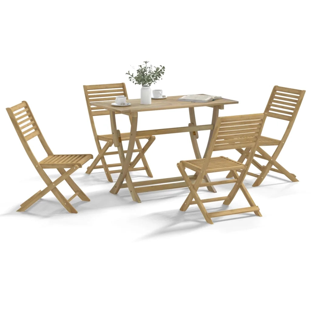 Set da Pranzo per Giardino 5 pz | Set Salotto da Giardino in Legno Massello di Acacia