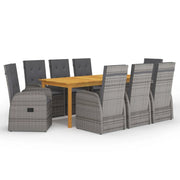 Set da pranzo da giardino per esterni da 9 pezzi mobili grigi 02_0014091