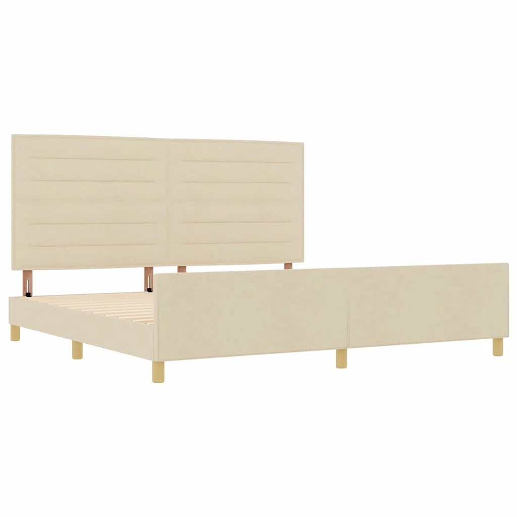 Struttura del letto con testiera Crema 200 x 200 cm Tessuto 3344681