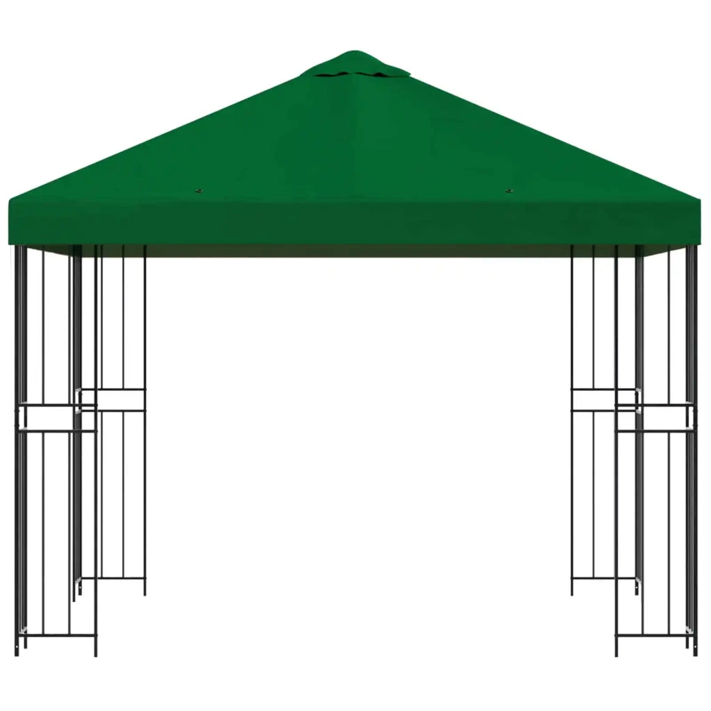 Gazebo | Pergolato 3 x 3 m Verde Poliestere e Acciaio 190 gsm