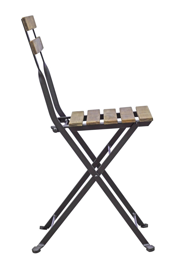 Cheonda - Set Bistrò In Ferro E Acacia Fsc Scura - 2 Sedie E Un  Tavolo 55X54 Cm 1 Pz