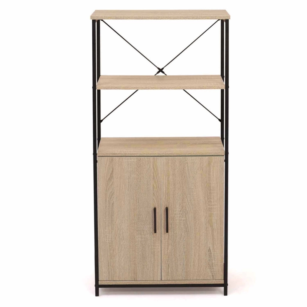 IDMarket - DETROIT Comò alto a 2 ante H. 125 cm con ripiani dal design industriale